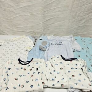6pc Baby Boy Carter's & Little Me Sleeper Bundle 3 Months Blue White Fleece